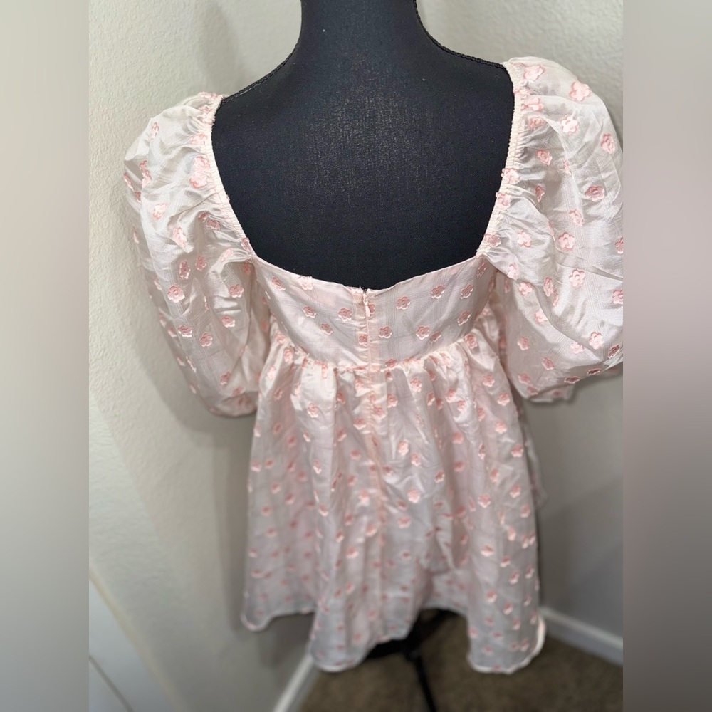 Storia Cottagecore Floral Puff‎ Sleeve Babydoll Dress- Size Medium - Picture 8 of 10